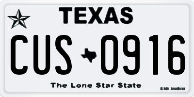 TX license plate CUS0916