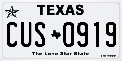TX license plate CUS0919