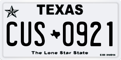 TX license plate CUS0921