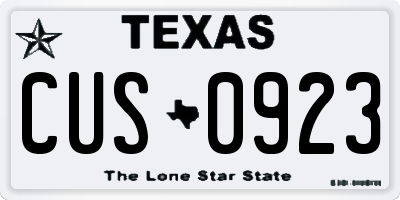 TX license plate CUS0923