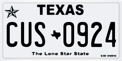 TX license plate CUS0924
