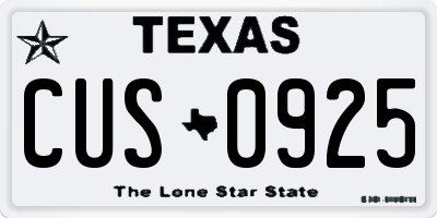 TX license plate CUS0925