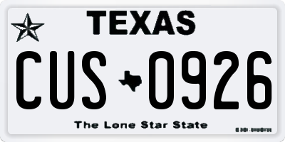 TX license plate CUS0926