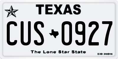 TX license plate CUS0927