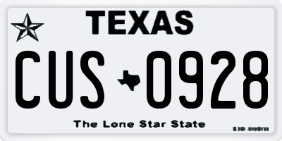 TX license plate CUS0928