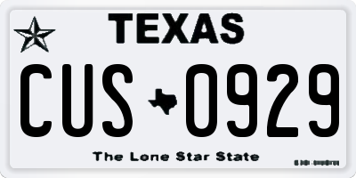 TX license plate CUS0929