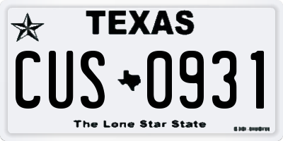 TX license plate CUS0931