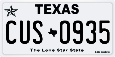 TX license plate CUS0935