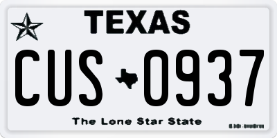 TX license plate CUS0937