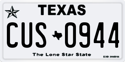 TX license plate CUS0944