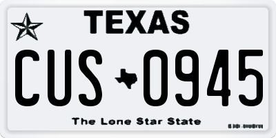 TX license plate CUS0945