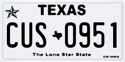 TX license plate CUS0951
