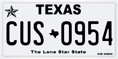 TX license plate CUS0954