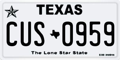 TX license plate CUS0959