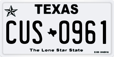 TX license plate CUS0961