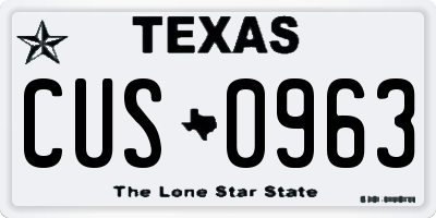 TX license plate CUS0963