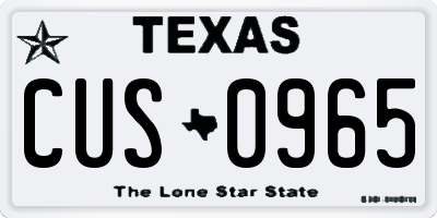 TX license plate CUS0965