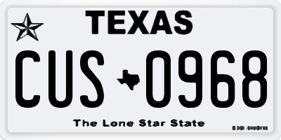 TX license plate CUS0968