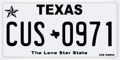TX license plate CUS0971