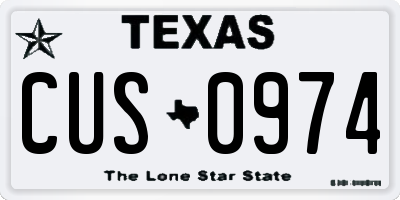 TX license plate CUS0974