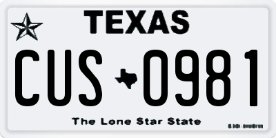 TX license plate CUS0981