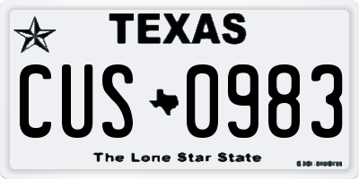 TX license plate CUS0983