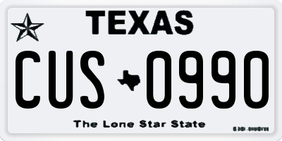 TX license plate CUS0990