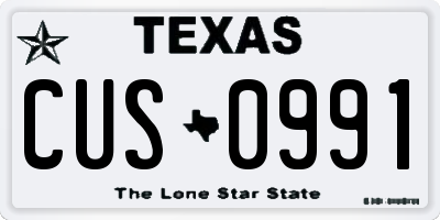 TX license plate CUS0991