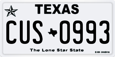 TX license plate CUS0993