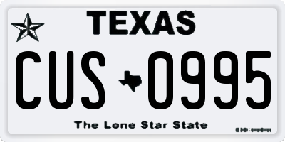 TX license plate CUS0995