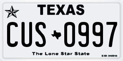 TX license plate CUS0997