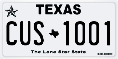 TX license plate CUS1001