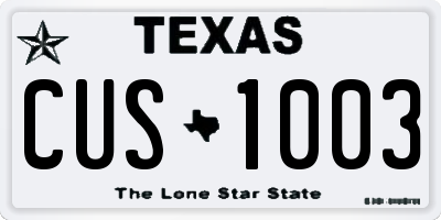 TX license plate CUS1003