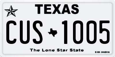 TX license plate CUS1005