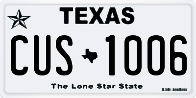 TX license plate CUS1006