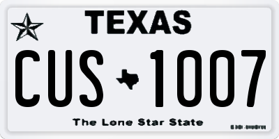TX license plate CUS1007