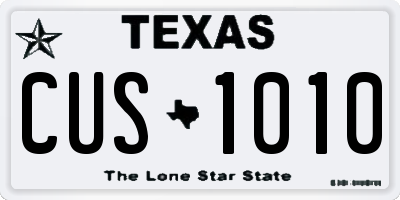 TX license plate CUS1010
