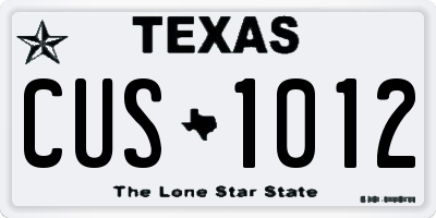 TX license plate CUS1012