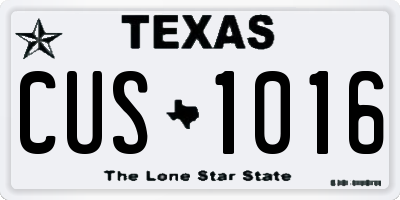 TX license plate CUS1016