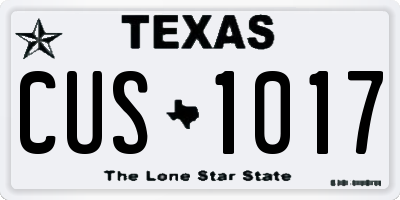 TX license plate CUS1017