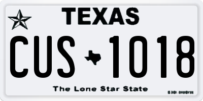 TX license plate CUS1018