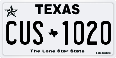 TX license plate CUS1020