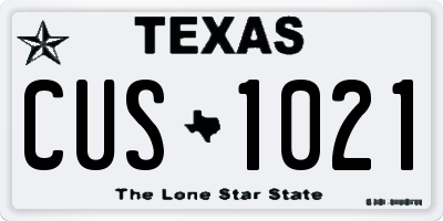 TX license plate CUS1021