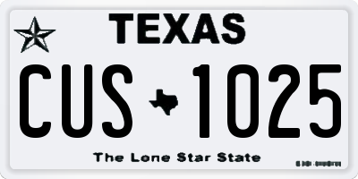TX license plate CUS1025