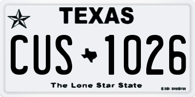 TX license plate CUS1026