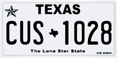 TX license plate CUS1028