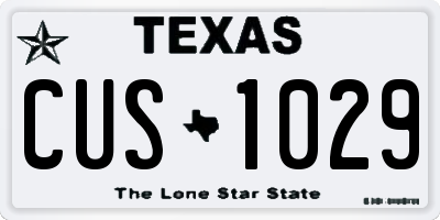 TX license plate CUS1029