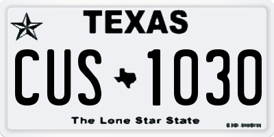 TX license plate CUS1030