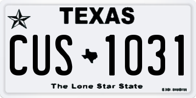 TX license plate CUS1031
