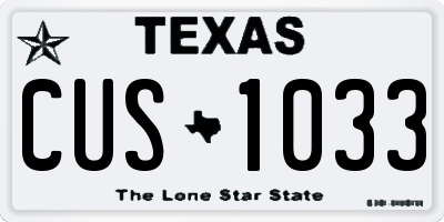 TX license plate CUS1033